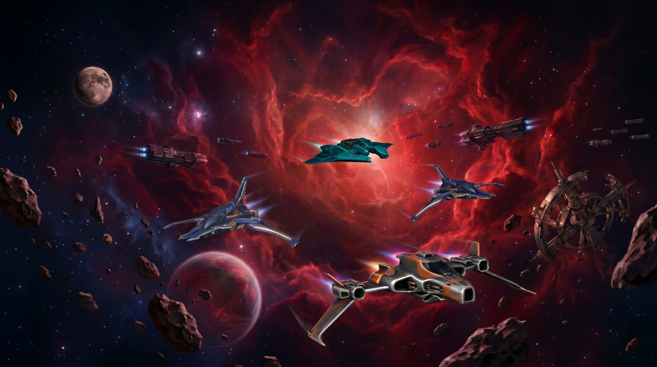 Red Galaxy Space Background